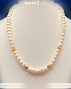 Gold Beads Pearl Necklace