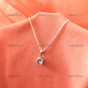 Individually Hand-crafted Moissanite Gemstone Silver Pendant with Silver Necklace.