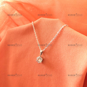 Individually Hand-crafted Moissanite Gemstone Silver Pendant with Silver Necklace.