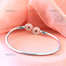 Load image into Gallery viewer, Individually Hand-crafted Moonstone Gemstone Silver Bangle.
