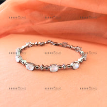 Load image into Gallery viewer, Individually Hand-crafted Moonstone Gemstone Silver Bracelet.
