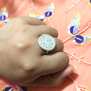 Adjustable Silver Coin Ring