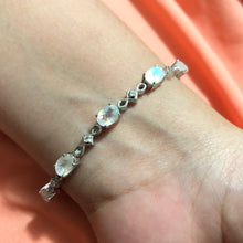 Load image into Gallery viewer, Individually Hand-crafted Moonstone Gemstone Silver Bracelet.
