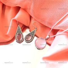 Load image into Gallery viewer, Individually Hand-crafted Pair of Silver Rose Quartz Gemstone Earrings.
